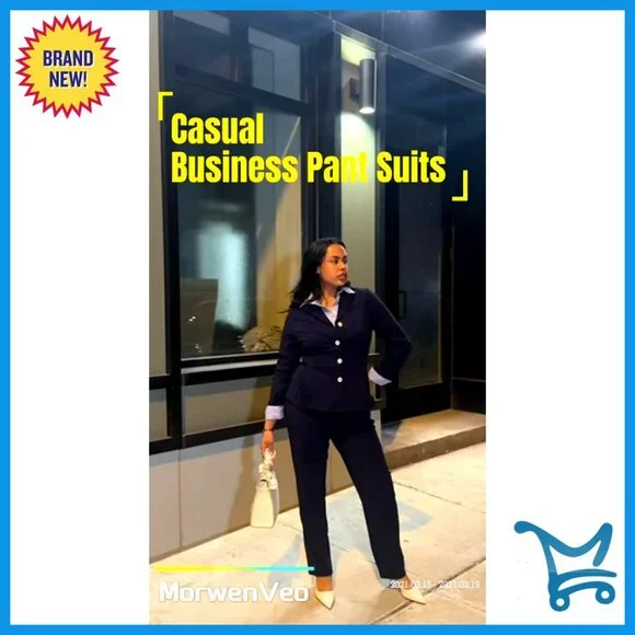 Women's Long Sleeve Blazer Pantsuit Set for Office Work Business Attire - Picture 7 of 7